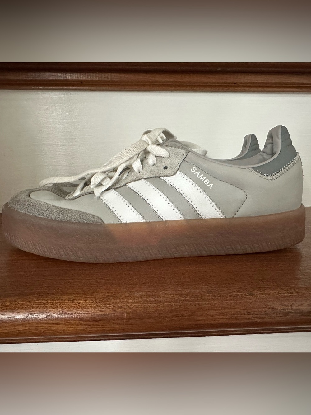 adidas Samba Low-Profile Sneaker in Gray, White & Gum